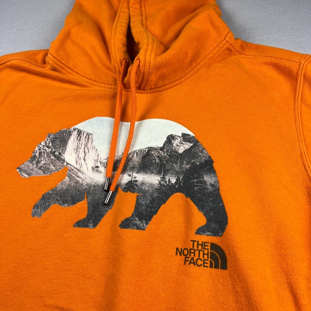 The North Face Mens Orange California Bear Graphic Hoodie Sweatshirt Large - Picture 2 of 8